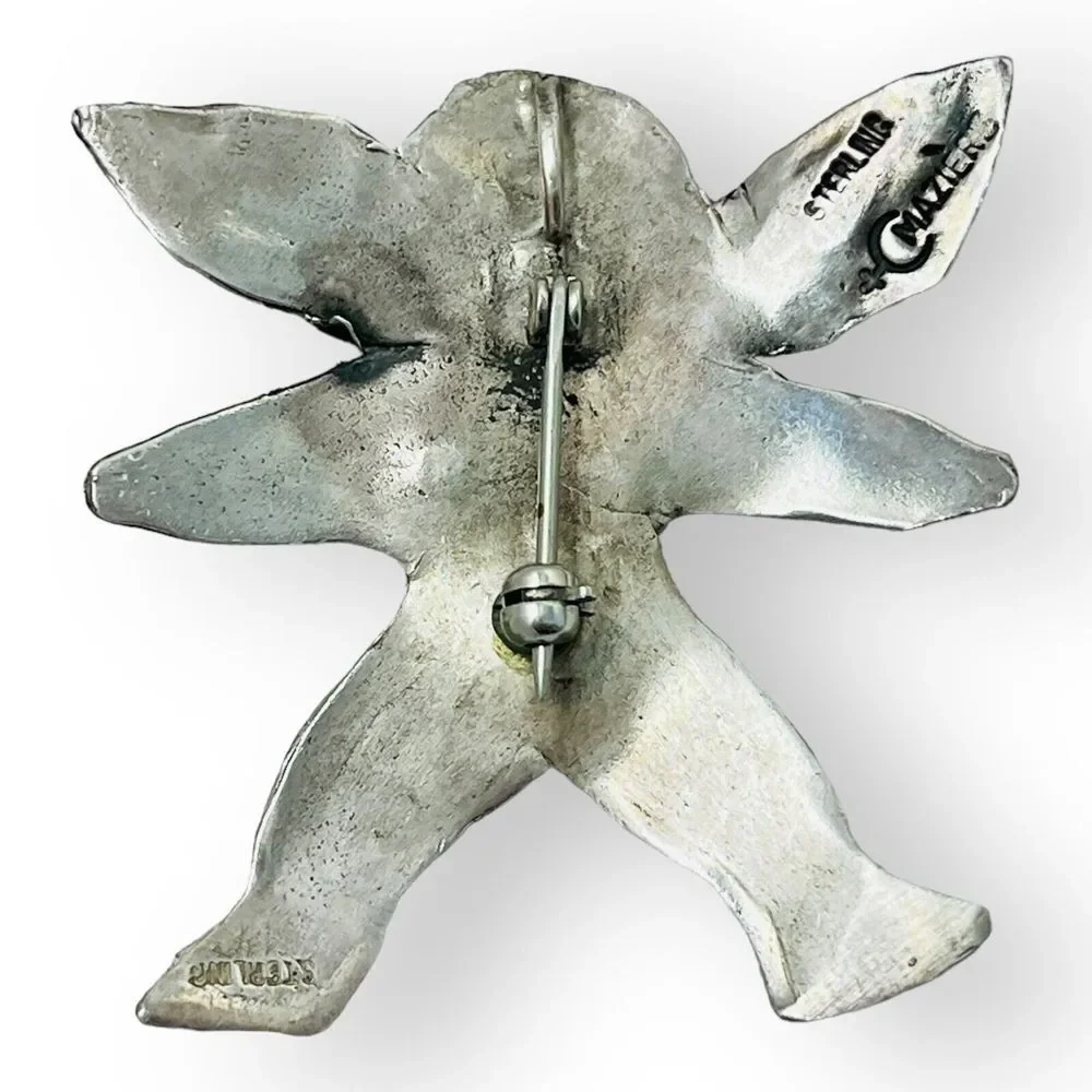 Catherine‎ Maziere Sterling Silver Angel Cherub Brooch Pendant 1.75